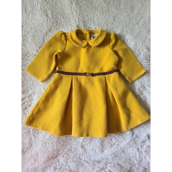 Janie & Jack Mustard Yellow belted girl's Dress size 2t - Picture 8 of 8